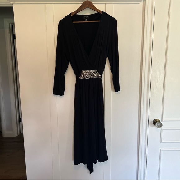 Nicole by Nicole Miller Black Dress with Beaded Front Detail | Size Large | - Picture 5 of 11